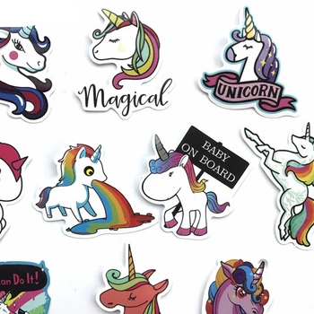 

10 unicorn car styling bicycle decorative stickers self-adhesive car label stickers scooter laptop luggage personality decal