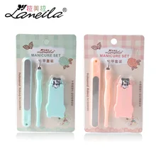 Набор для маникюра из 3 предметов пилочка для ногтей Нержавеющая сталь ногтей Toos комплект Пластик ручка Наборы Стикеры Clipper