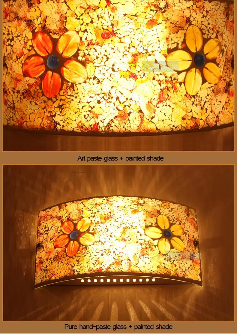 В современном деревенском стиле стеклянный настенный светильник цветы и романтический Настенные светильники для спальни приспособление проход лампы для балкона e27
