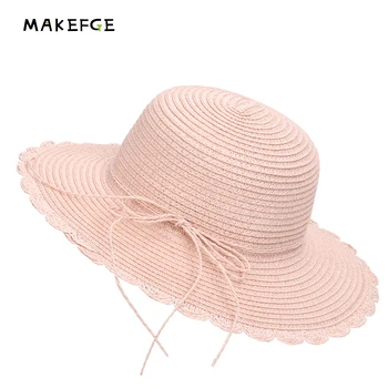 

2019 new lace sun hat bow beach visor girl baby wild summer popular casual large brim straw hat kids accessories shades panama