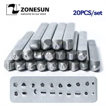 ZONESUN 20 шт. пользовательские ювелирные изделия металлические штампы цветок луна сердце символ кожа удар штампы ремесло логотип штамповки инструменты сталь металлический инструмент