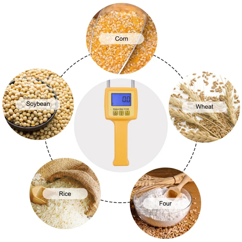 Billige Digitale feuchtigkeit meter Tragbare Grain Feuchtigkeit Meter verwenden für Mais, Weizen, Reis, Bohnen, Weizen Mehl TK100S