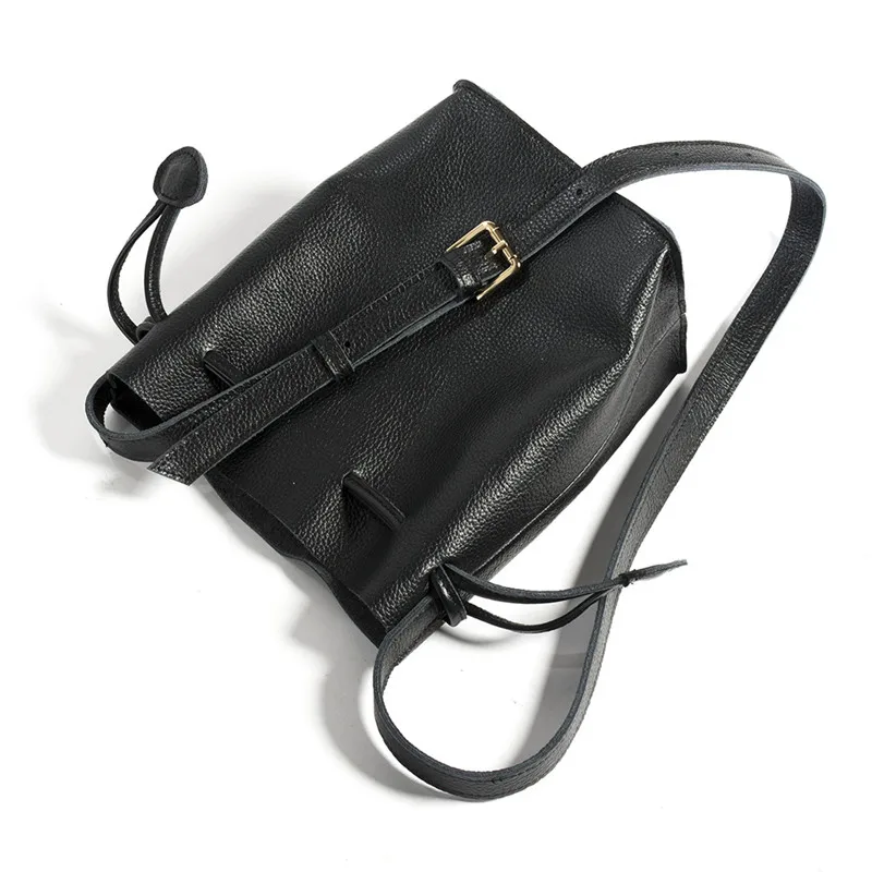 MJ Genuine Leather Women Bag Real Cow Leather Crossbody Handbag Female Small Shoulder Bag Ladies Bucket Messenger Bags for Girls (6)