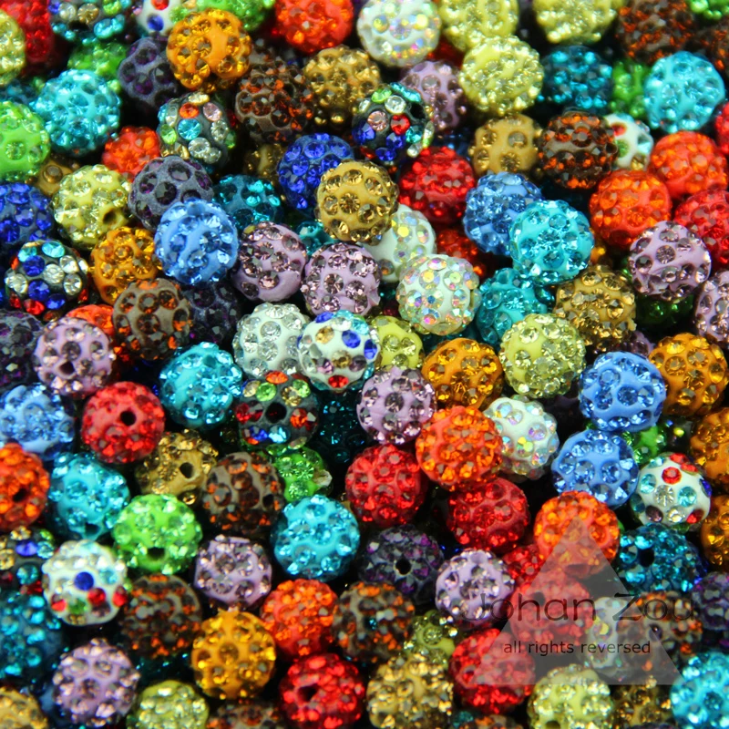 JHNBY 10mm 100PCS Promotional Clay Charm Disco Ball crystal Round Loose