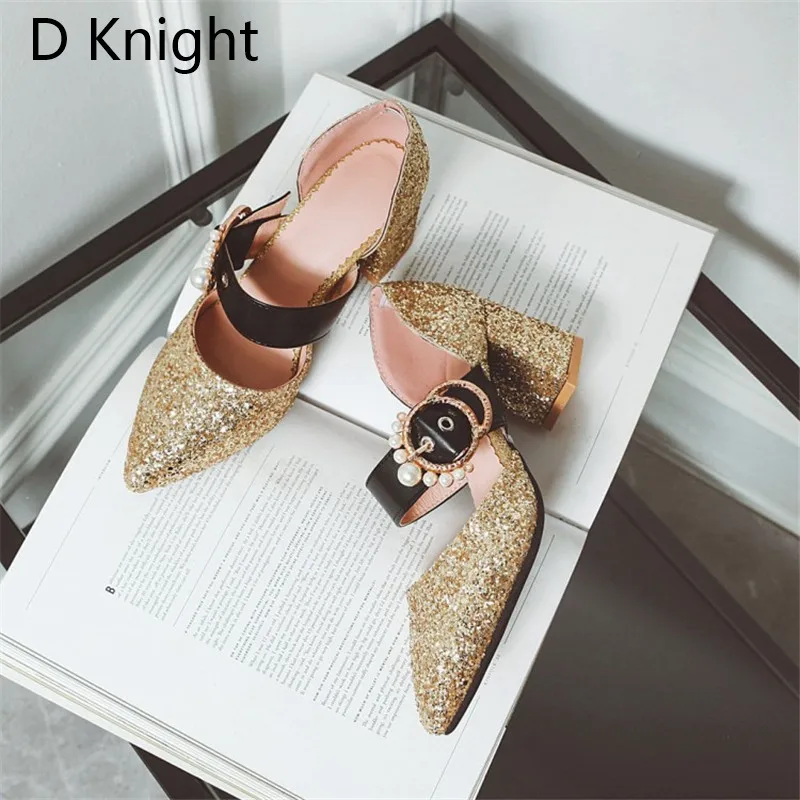 Silver Sequins Women Party Shoes Princess High Heels 2018 Spring Summer Bling Pumps Sexy Pointed Toe Gold Women Wedding Shoes (24)