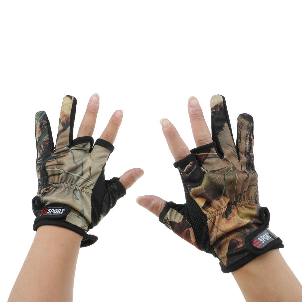 1 Pair Fishing 3 Finger Cut Gloves Outdoor Sports Hunting Non-Slip Mittens Outdoor Sport Neoprene Protection Fishing Equipment
