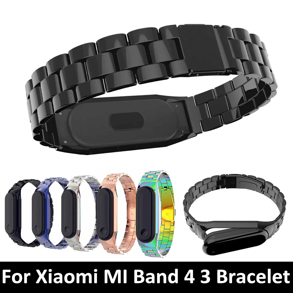 

Luxury Stainless Steel Metal Strap for Xiaomi Mi Band 4 3 Watch Link Bracelet Wrist Belt Watchband with Case Deployment Buckle