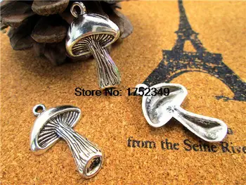 

15pcs--Mushroom Charms, Antique silver Mushrooms Charm pendants 30x18mm