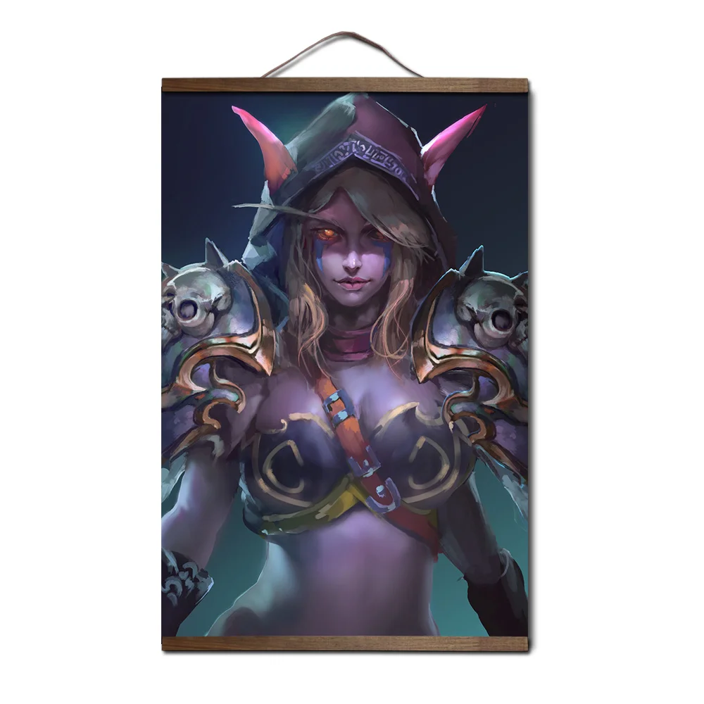 World of Warcrafts плакат для HD Холст плакат украшение живопись Sylvanas Windrunner Jaina Висячие деревянные свитки живопись - Цвет: 2