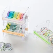 1 Pcs Cute Simple Creative Transparent Adhesive Tape Dispenser Office Desktop Tape Holder With Tape Cutter