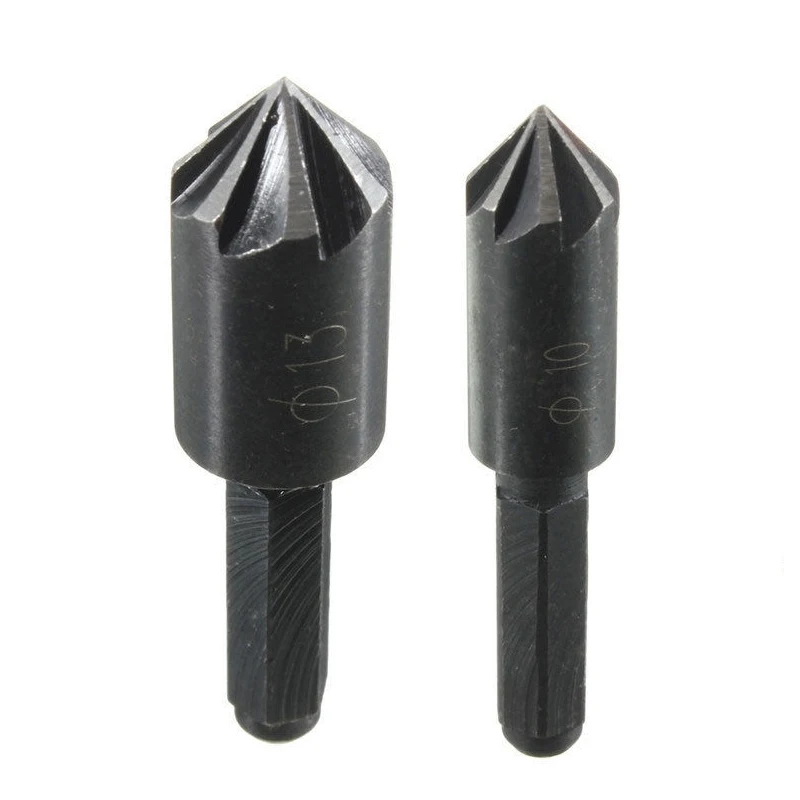 2 pcs HSS 1/4" Hex Shank 7 Flute 82 Degree Countersink Drill Bit Chamfer Cutter