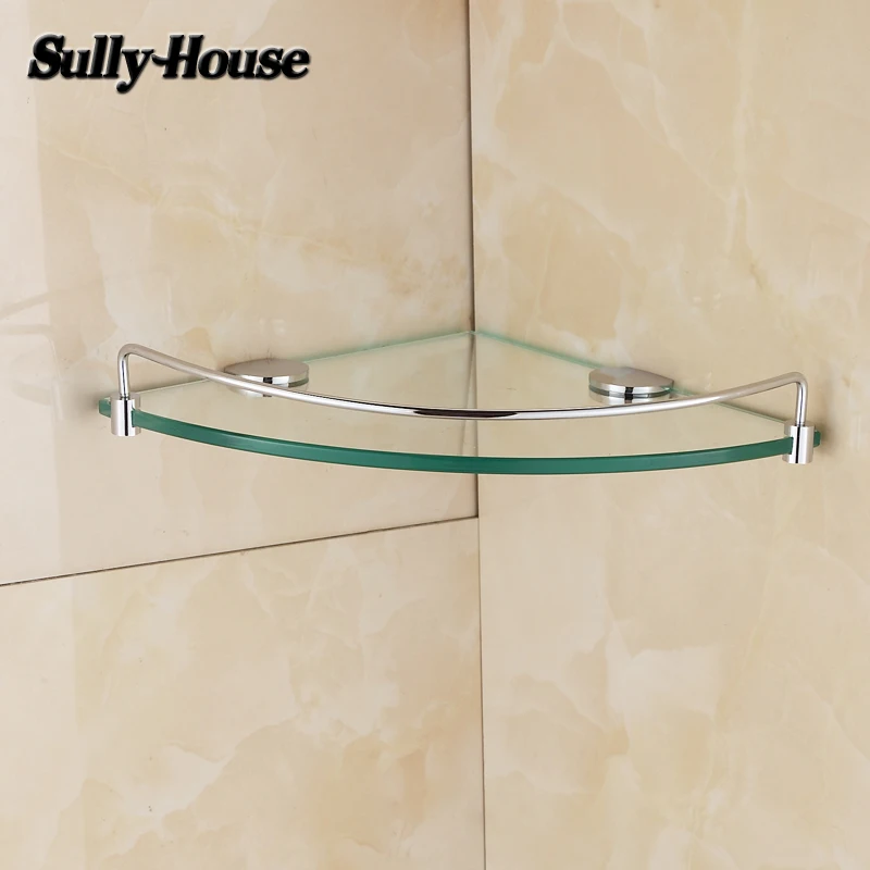 Sully House Bathroom Stainless Steel Corner 8mm Thickness Tempered Glass Shelf Bathroom Triangle Glass Shelves Shower Room Rack Tempered Glass Shelves Glass Shelfthick Glass Shelf Aliexpress