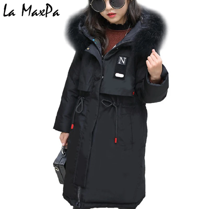 

-30 degree Children's duck down jacket for Girl clothes Outerwear fur long model warm baby jackets girls Winter coat Cold parka
