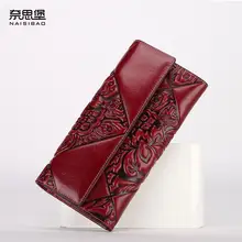 2016 new leather handbag purse 100% brand quality women’s fashion long wallet wallet embossed vintage