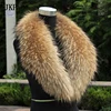 Natural Fur Collar Real raccoon fur fox collar natural Genuine Big Raccoon Jacket Fur  scarf warp shawl winter neck warmer 1