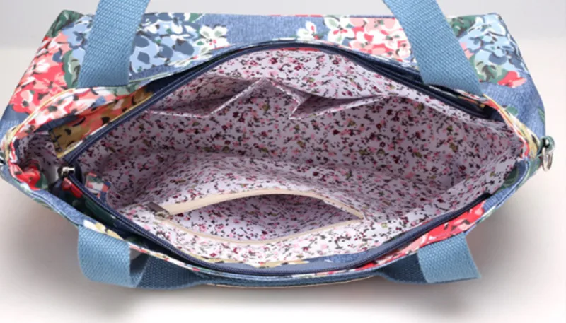 Женская сумка на плечо с цветочным узором, высокое качество, водонепроницаемый светильник, нейлоновая сумка через плечо, повседневная женская сумка с несколькими карманами, Прямая поставка