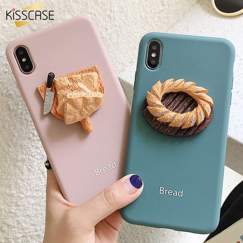KISSCASE Bread Pattern Phone Case For iPhone 7 X XR XS MAX Soft Silicone Cases 8 Plus 6 6S Matte Back Covers |