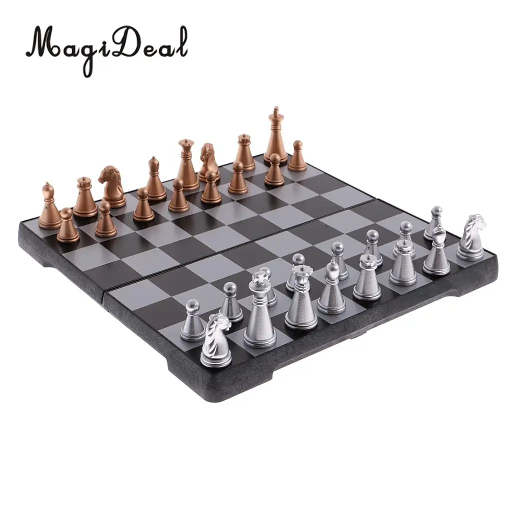 Magnetic Chess Set With Folding Chess Board Puzzle Games for Home Company School Journey Bus Picnic Kids Children Adults Toys