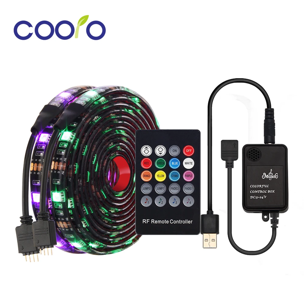 Светодиодная лента 5 в USB мощность Светодиодная лента светильник RGB 5050 SMD HD ТВ Настольный ПК экран задний светильник ing музыка полоса светильник комплект с пультом дистанционного управления