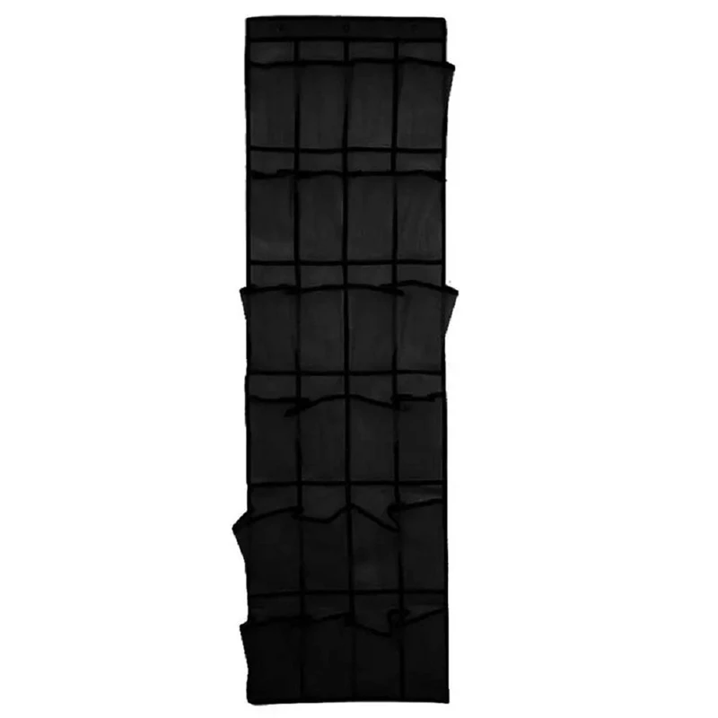 Подвесной органайзер для обуви 24 больших сетчатых кармана, над дверью стойка Органайзер хранилище для обуви-черный - Цвет: Black