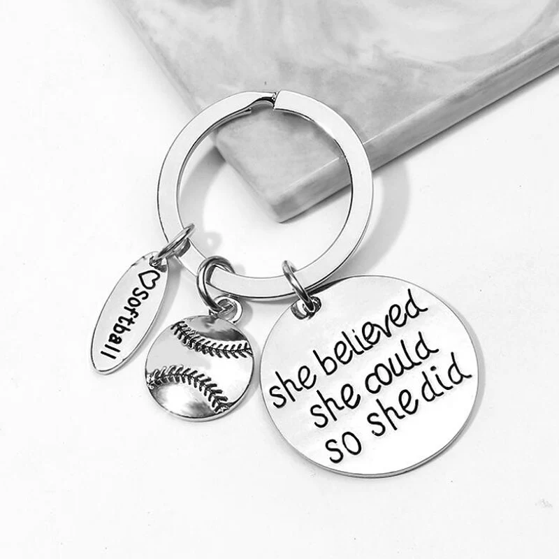 Stainless Steel Softball Keychain Gift Perfect For Softball Players