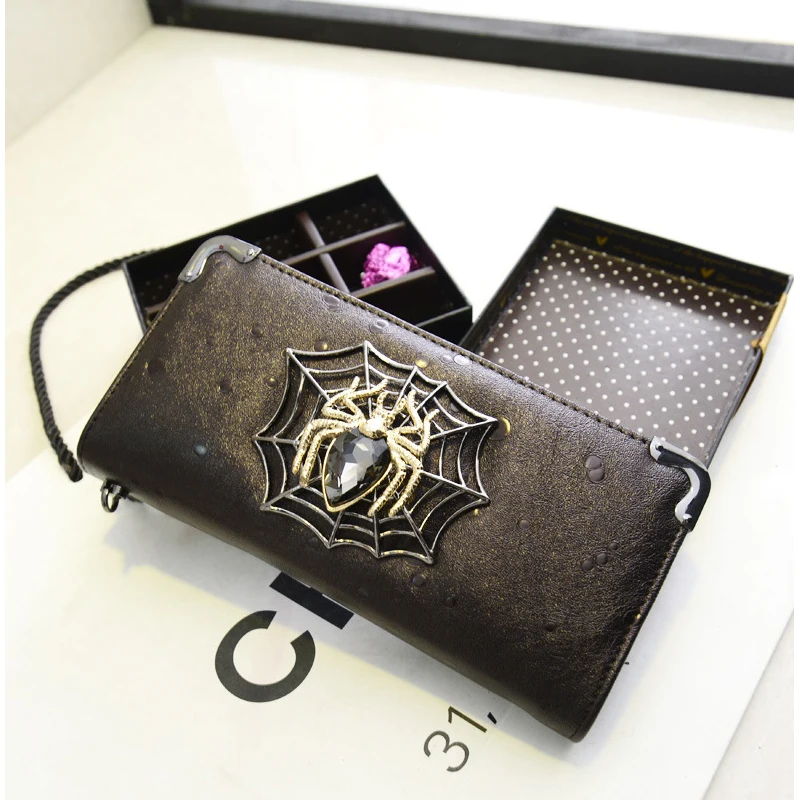 

Gothic Style 2019 Spring New Wallet Women Big Capacity Three Fold Lady High Quality Female Pu Leather Purses