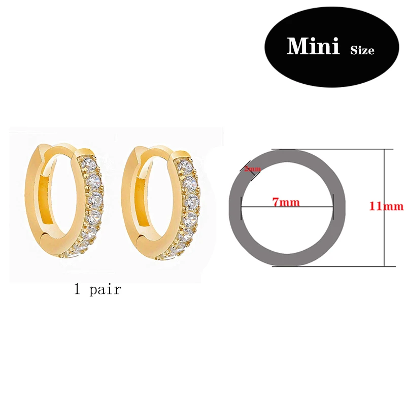 Slovecabin 925 Sterling Silver Gold Hoop Earrings For Women Accessories Round Huggies Pin Big Circle Ear Ring Small Clip Jewelry - Окраска металла: Mini Gold