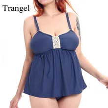 Trangel два-кусок костюмы женские бикини с коррекцией фигуры Набор Плюс Размер Купальники синий сплошной купальник Танкини пляж купальный костюм бикини