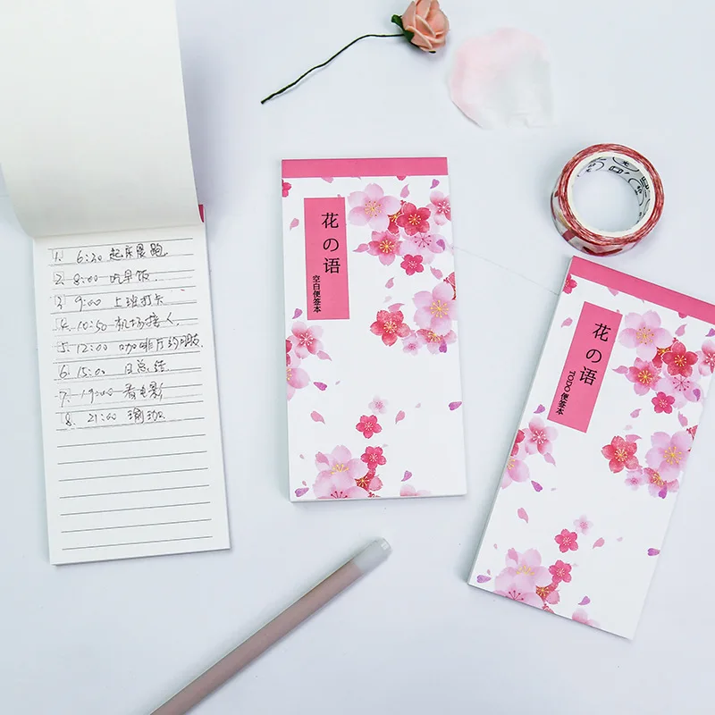 

Japanese Cherry Blossom Memo Pad Retro Sakura Sticky Notes Kawaii Portable Message Notes for Students Office School Stationary