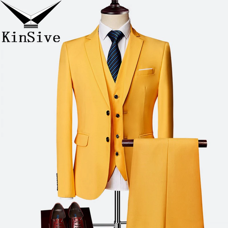 

Male Suits Slim Fit Business Formal Dress Waistcoat Groom Man Suit Exquisite Weeding Office Pants Set Blazer Jacket 3 Piece Suit