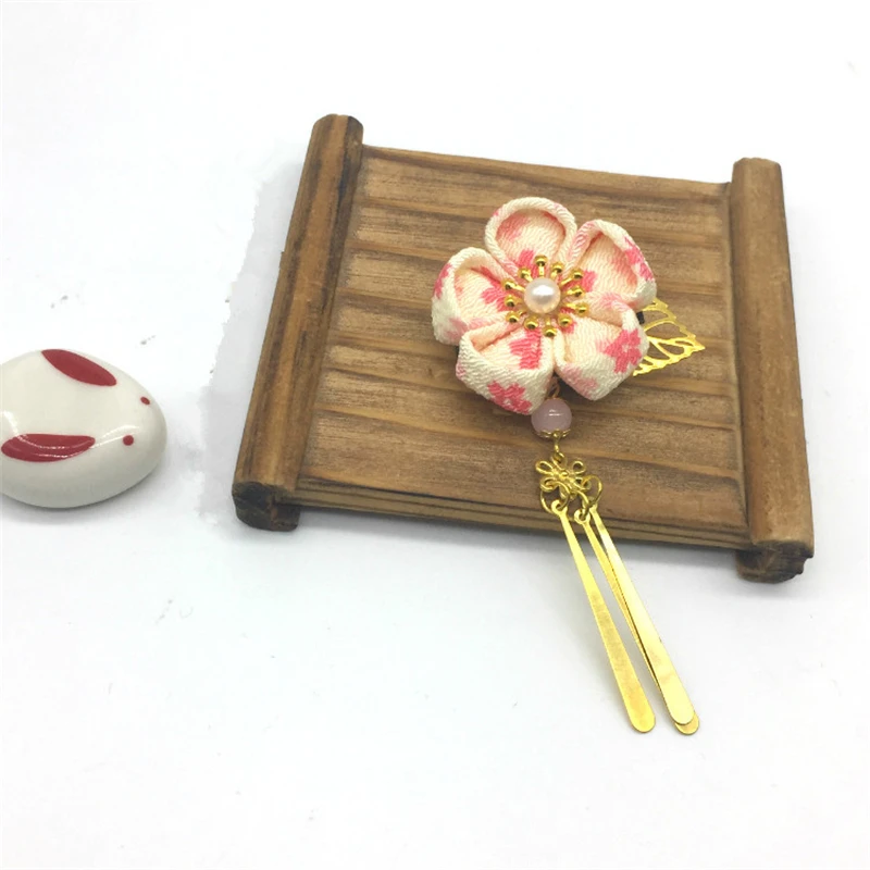 Традиционный японский стиль шпилька цветок кисточкой свадебные головные уборы кимоно кисточки ручной работы зажим для волос юката Цветок Головные уборы