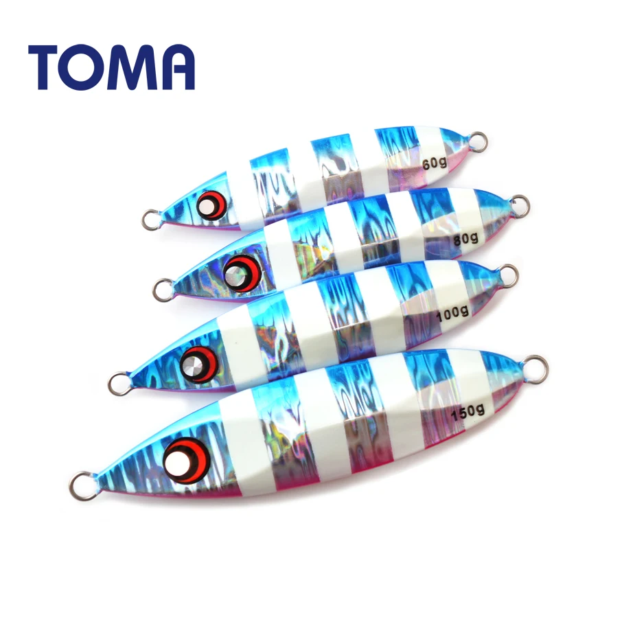 

TOMA Lead Metal Luminous Fishing Jig 60G 80G 100G 150G Slow Pitch Jigging Lure Spoon Saltwater Artificial Bait Tackle