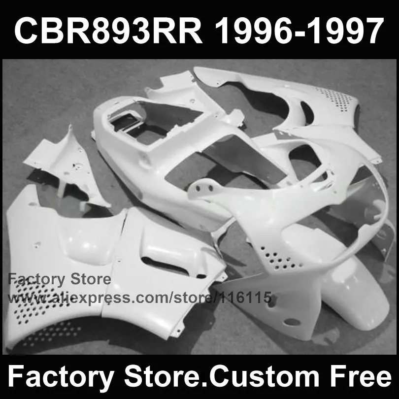 Пользовательские наборы обтекателей ABS для HONDA CBR900RR 96 97 CBR893 RR 1996 1997 полный белый мотоцикл CBR 893 Обтекатели запчасти