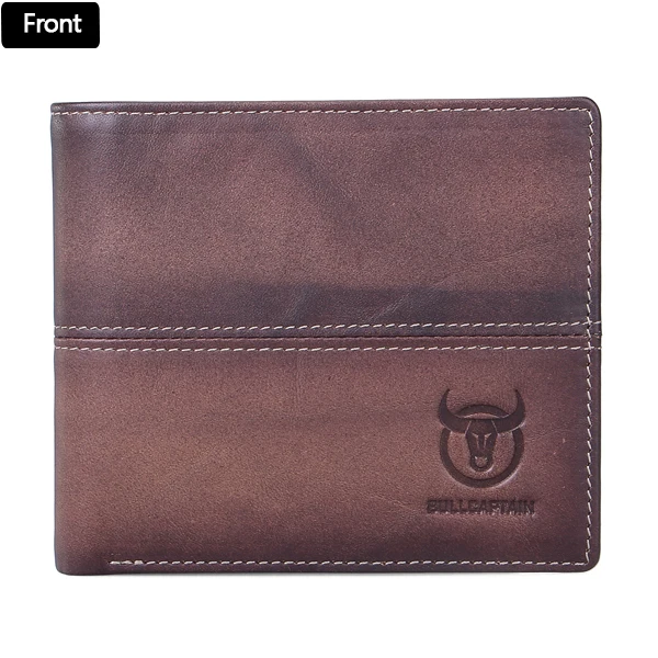 Bullcaptain<ALIMT >&reg;</ALIMT> Men Minimalist Wallet Bifold Genuine Leather Durable Wallet High Capacity Card Holder