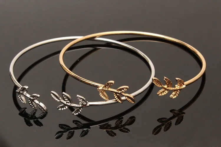 Metal Cuff Bracelets Vintage Sweet Leaf Open Adjustable Fashion Bracelet Pulseiras Birthday Gift Hot Summer Popular Accessories