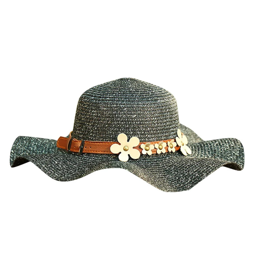 Женская пляжная соломенная шляпа, джазовая шляпа от солнца, Панама Trilby Fedora, шляпа от солнца, красивая милая Гангстерская кепка для женщин Gorro - Цвет: Navy