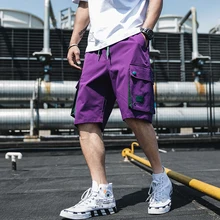 Летние Стильные мужские шорты в стиле хип-хоп, мужские винтажные шорты для бега, мужские фиолетовые шорты с большими карманами ABZ423