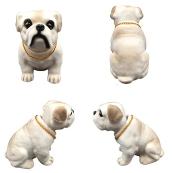 

Car Dashboard Bulldog Doll Auto Shaking Head Dog Toy Car Ornament Nodding Dog Car Accessories Bobblehead Dog Interior Decoration