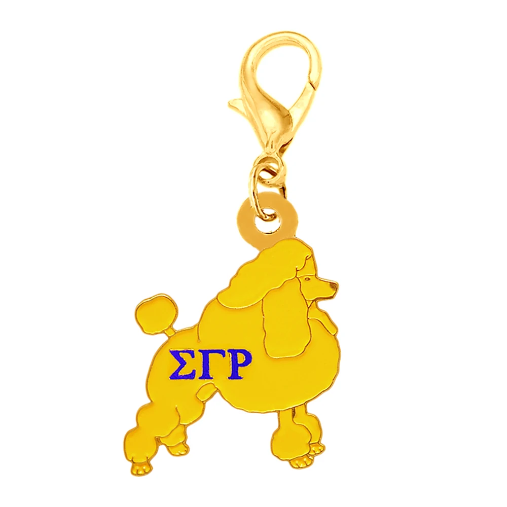 

Fashion University greek letter society SIGMA GAMMA RHO sorority logo enamel metal poodle charm pendant