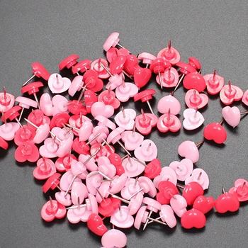 

50 PCS/Lot Heart Shape Thumb Tack Plastci Standard Pin For Wall Decoration Push Pins Thumbtacks Photo Pin Office School Supplies