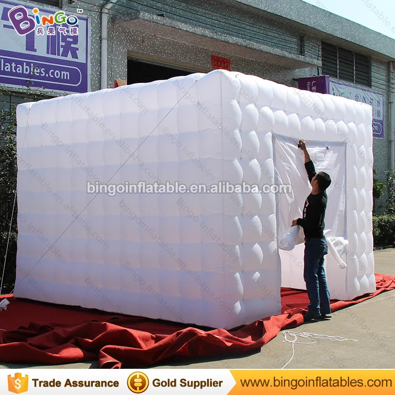  Free shipping All white inflatable photo booth tent 3.6X3.6X2.7 M customized cube photo booth with 