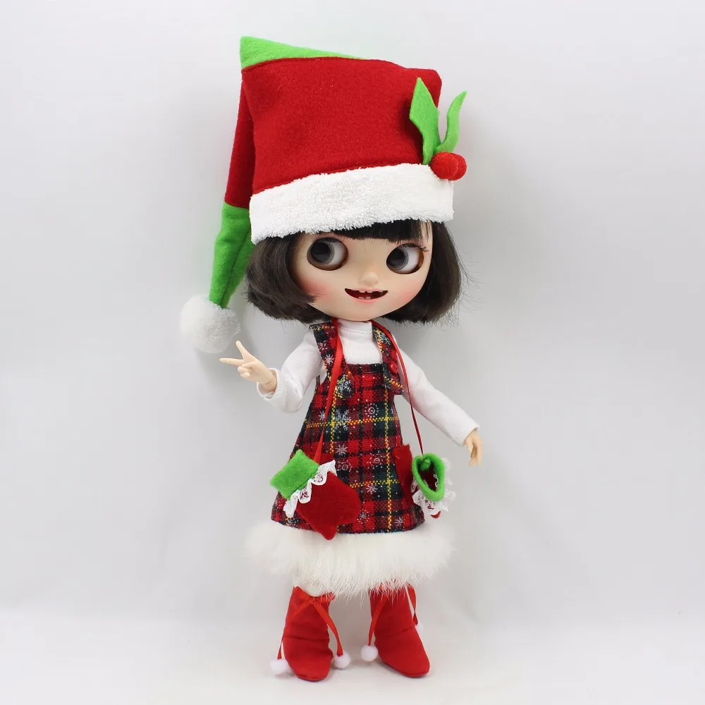 Neo Blythe Doll Christmas Winter Outfit With Cap & Scarf 10