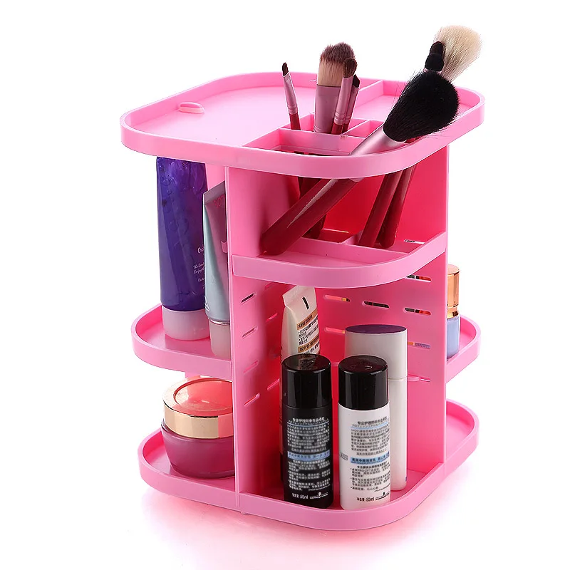 

High Q 360 Rotating Makeup Organizer Shelf for Cosmetic Brushes Lipstick Large Capacity Storage Rack for Bathroom Vanity 88 998