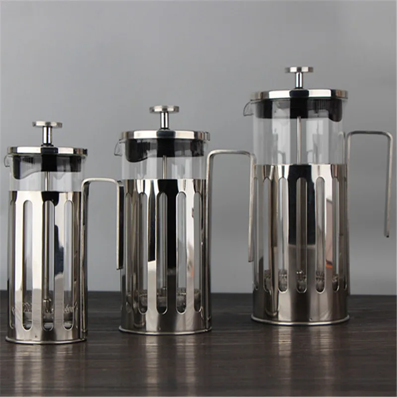 Френч-прессы 304, бытовой фильтр из нержавеющей стали для кофе, ароматизированный чайный пенный горшок, нагреватель, стеклянная кружка, ситечко, чайник