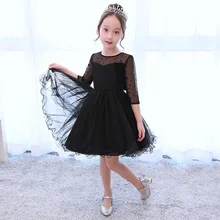 Новое Детское платье для девочек Модное бальное платье-пачка черного цвета платье для девочек на свадьбу, день рождения, вечерние, фортепиано, для 4-13 лет