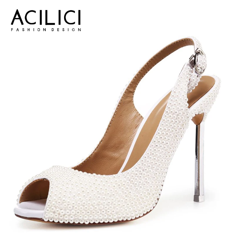 

Glitter Wedding Shoes Woman Peep Toe High Heel Stiletto Women Buckle Sheepskin Elegant Sandals