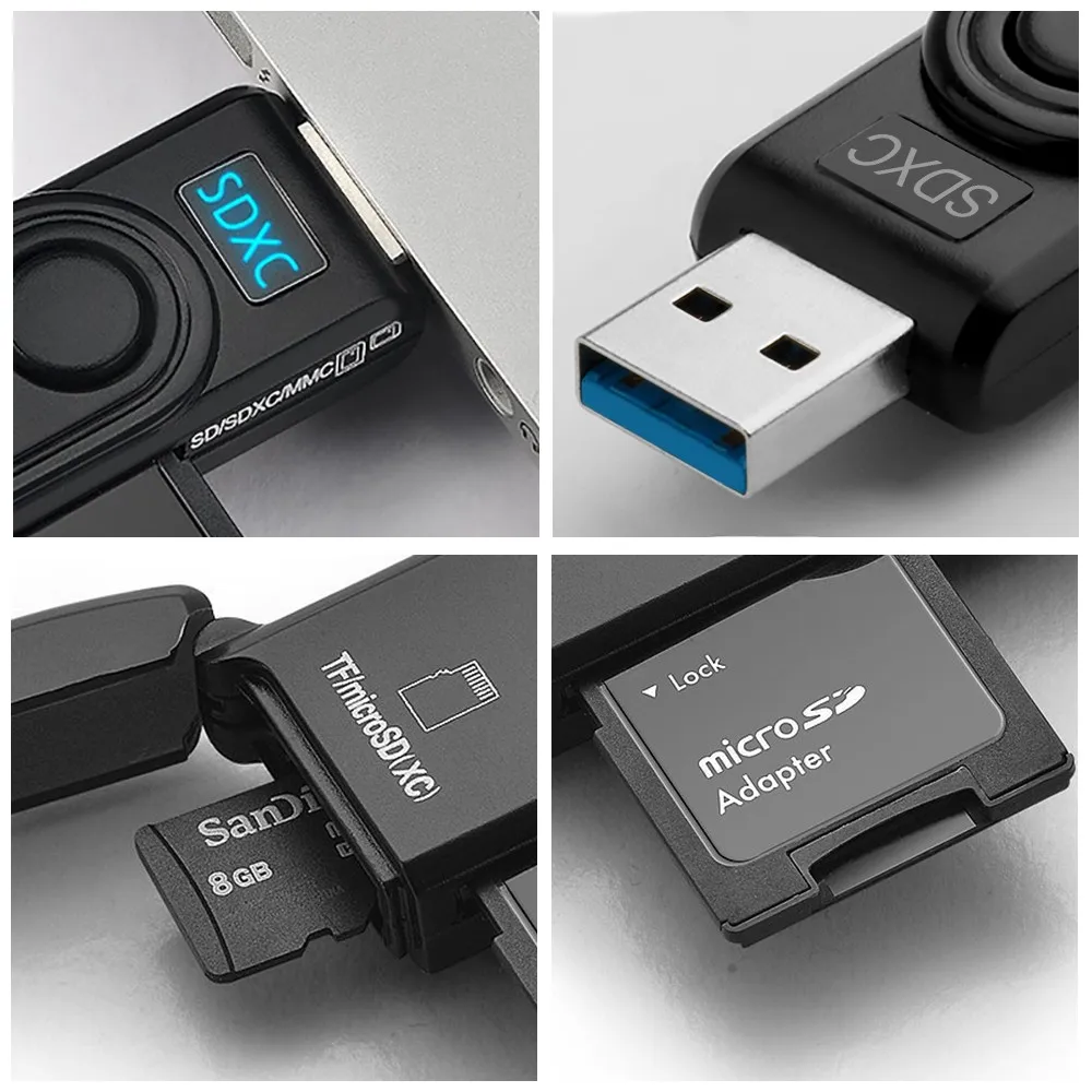 Rocketek в то же время читать 2 карты usb 3,0 multi памяти otg Телефон card reader 5 Гбит/с адаптер для SD/TF micro SD компьютер интимные аксессуары