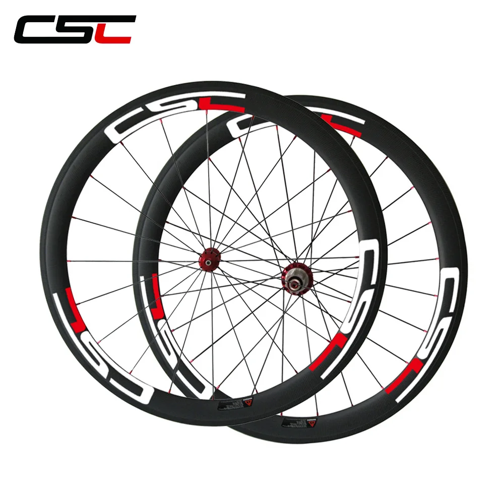 Sale CSC U Shape Straight Pull 700C Clincher Carbon 50mm Wheels 25mm Width with Powerway  R36 Carbon Hubs sapim  pillar 1420 spokes 2