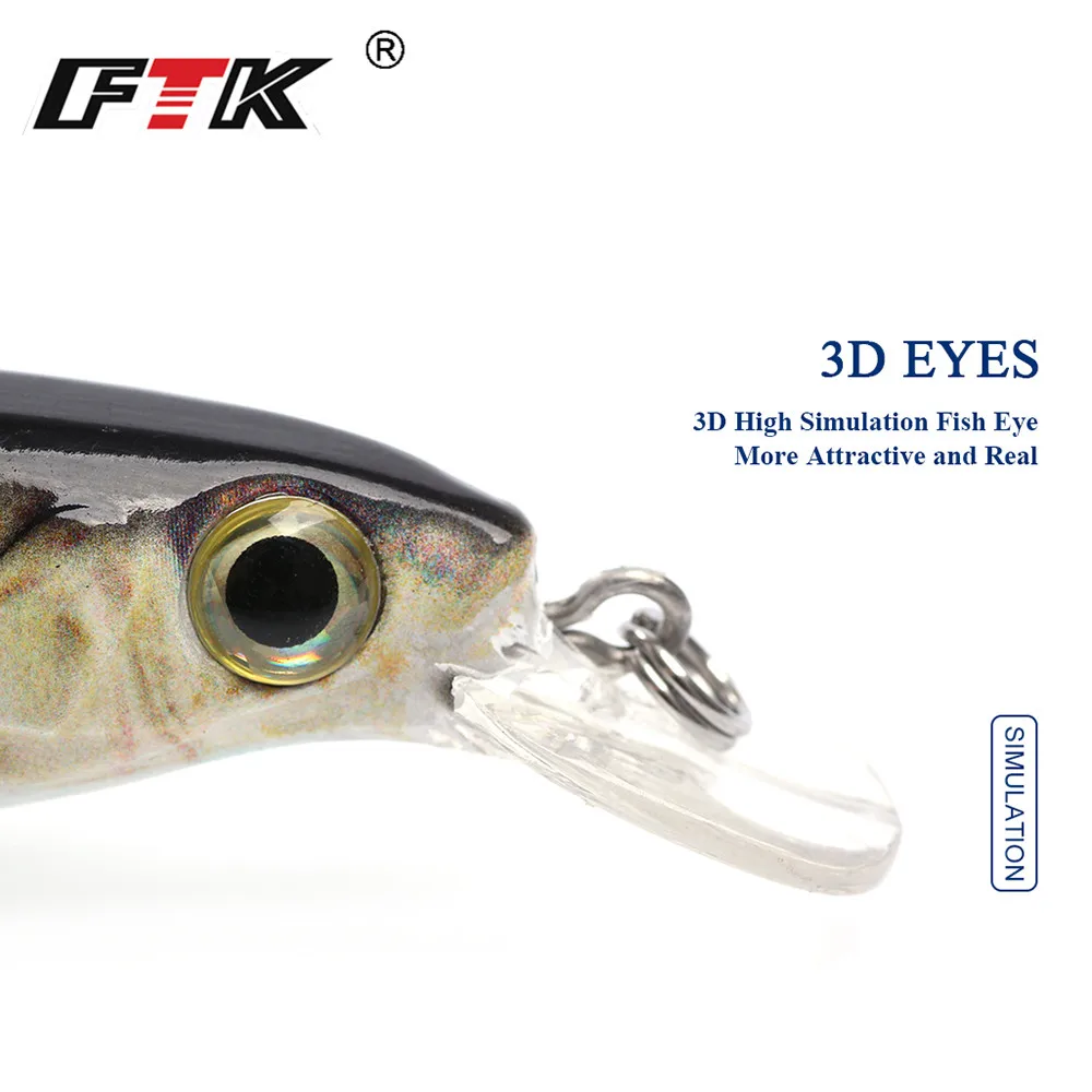 FTK, 1 шт., блесна, рыболовная приманка, лазерная жесткая искусственная приманка, 12 г/100 мм, рыболовные воблеры, кренкбейт, блесна, 3D глаза, рыболовные снасти