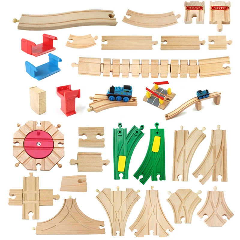 

Wooden Train Track Components Beech Train Track Set Children Train Toys Gifts Accessories Compatible with Thomas and Friends